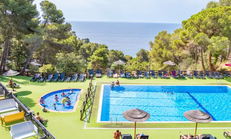 Camping Cala Llevado pool with sea view